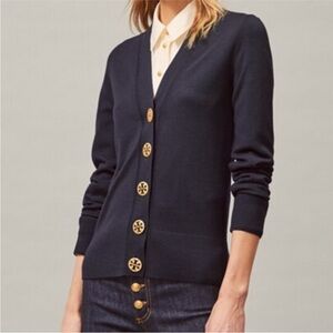 Tory Burch Navy 100% Cotton lightweight Cardigan XSmall